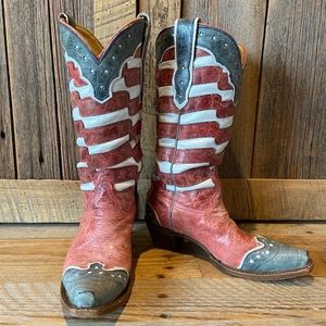 Red white and blue corral boots